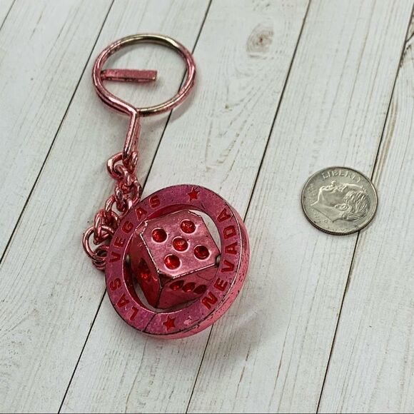 VTG Las Vegas Pink Dice Key Chain - Picture 2 of 2